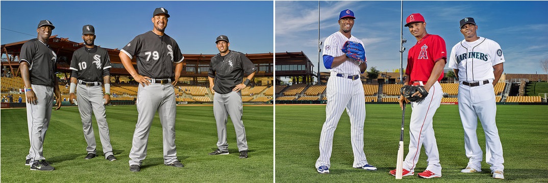 From left to right: Onelki Garcia, defected in 2010; Alexei Ramírez, defected in 2007; José Abreu, defected in 2013; Adrián Nieto, defected in 1994; Jorge Soler, defected in 2011; Roberto Baldoquin, defected in 2014; Roenis Elías, defected in 2010.