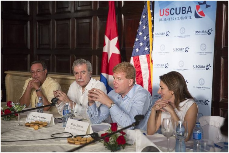 From left: MBF Healthcare Chairman Mike Fernandez, former U.S. Commerce Secretary Carlos Gutierrez, and Myron Brilliant and Jodi Bond, both of the U.S. Chamber of Commerce. The four attended the U.S.-Cuba Business Council board meeting last week in Havana. PHOTO: IAN WAGREICH/U.S. CHAMBER OF COMMERCE