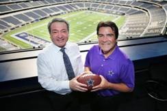 (L-R) Luis Hernandez, General Manager of Azteca San Antonio, Austin, and Corpus Christi; and Victor Villalba, the Official Voice of the Dallas Cowboys in Spanish. Credit: Omar Vega